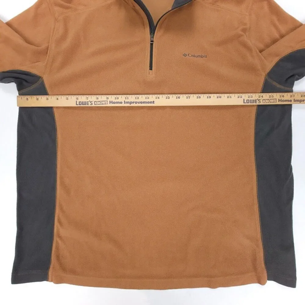 COLUMBIA Klamath Range II Half Zip Fleece Pullover Sweater Mens XXL Tan Brown